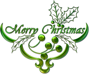 Merry Christmas Green Holly Design PNG image
