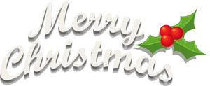 Merry Christmas Holly Decoration PNG image