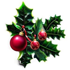 Merry Christmas Holly Decoration PNG 05032024