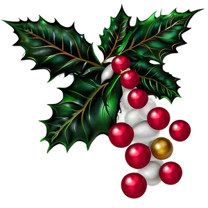 Merry Christmas Holly Decoration PNG 77