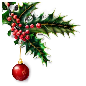 Merry Christmas Holly Decoration PNG Wpx39