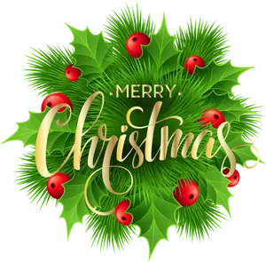 Merry Christmas Hollyand Berries