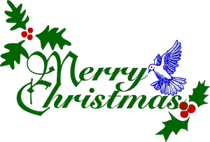 Merry Christmas Textwith Doveand Holly PNG image