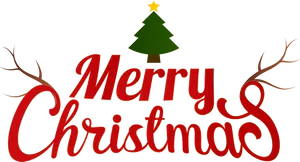 Merry Christmas Tree Reindeer Antlers Graphic