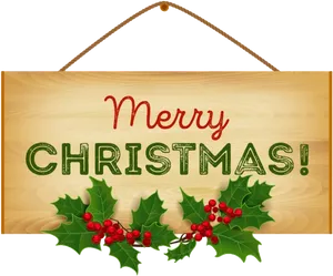 Merry Christmas Wooden Sign PNG image