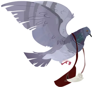Messenger Pigeon Delivering Letter PNG