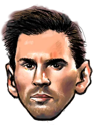 Messi Portrait Artistic Rendering PNG image