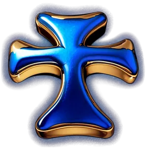 Metallic Blue Cross Shape PNG 92