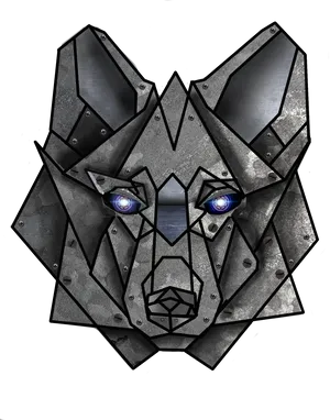 Metallic Geometric Wolf Art PNG image