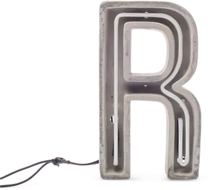 Metallic Neon Letter R PNG image