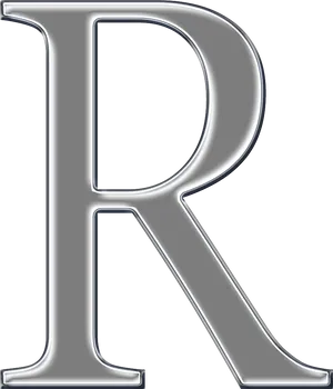 Metallic Silver R Letter PNG image