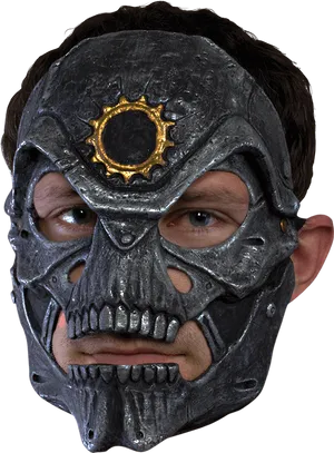 Metallic Skull Mask Portrait PNG image