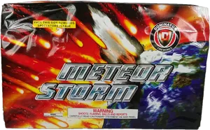 Meteor Storm Fireworks Packaging PNG image