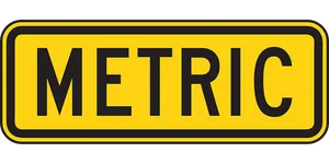 Metric Sign Yellow Black PNG image