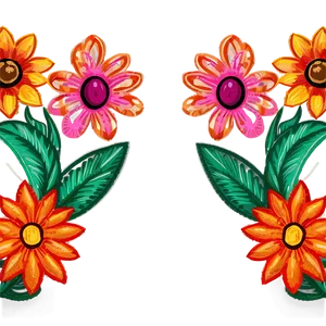 Mexican Flowers Embroidery Pattern PNG 06202024 PNG