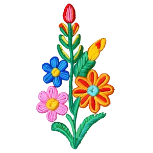 Mexican Flowers Embroidery Pattern PNG Xum PNG