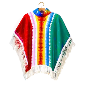 Mexican Poncho In Bold Colors PNG 6