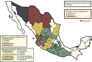 Mexican Spirits Production Regions Map PNG image
