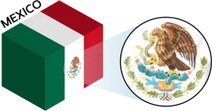 Mexico Flag3 D Cubeand Coatof Arms PNG image