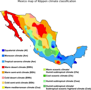 Mexico Koppen Climate Classification Map PNG image