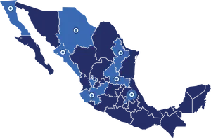 Mexico Mapwith Marked Regions PNG image