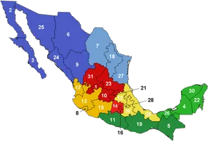 Mexico Political Divisions Map PNG image