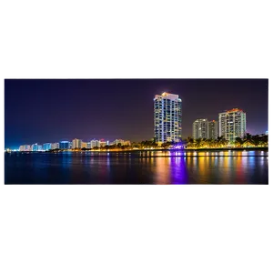 Miami Beach Skyline Night View Png Vca38 PNG image