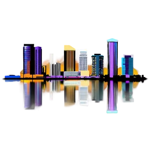 Miami Downtown Skyline Silhouette PNG Glf