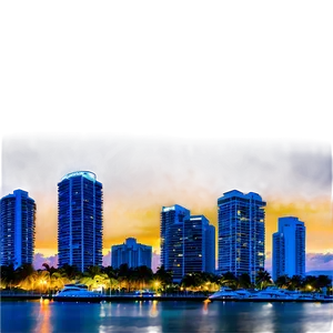 Miami Skyline From Marina View PNG Mxj