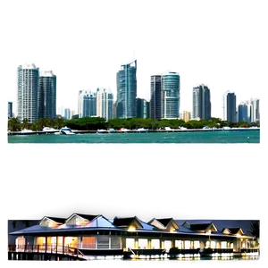 Miami Skyline From Marina View PNG Wkw