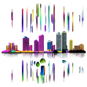 Miami Skyline With Artistic Flair PNG 77