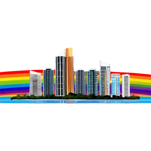 Miami Skyline With Rainbow PNG Pcr