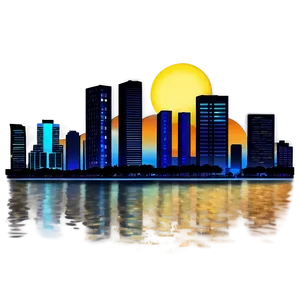 Miami Skyline With Starry Night Png Elo PNG image