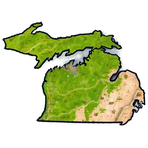 Michigan State Map Edge Png 06262024 PNG image