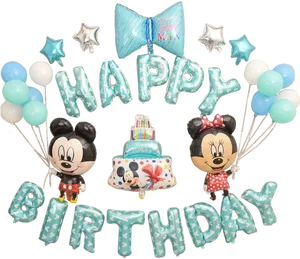 Mickey Minnie Birthday Balloons PNG image