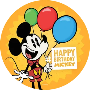Mickey Mouse Celebrating Birthday With Balloons PNG image