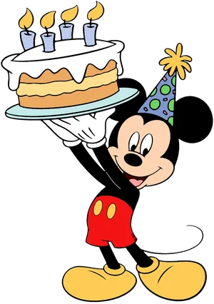 Mickey Mouse Celebratingwith Cake PNG image