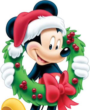 Mickey Mouse Christmas Wreath PNG image