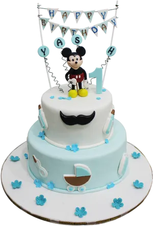 Mickey Mouse First Birthday Cake PNG image