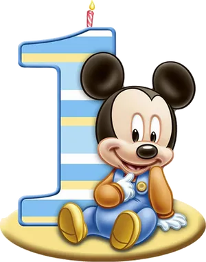 Mickey Mouse First Birthday Celebration PNG image