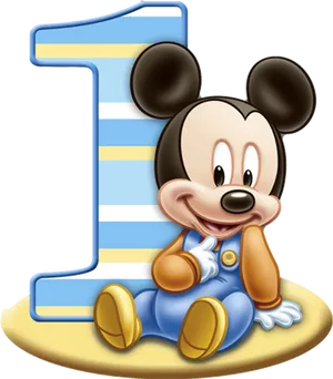 Mickey Mouse First Birthday Celebration PNG image