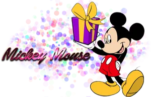 Mickey Mouse Holding Gift PNG image