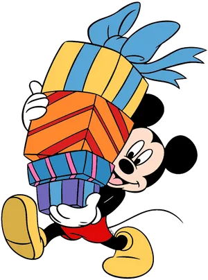Mickey Mouse Holding Gifts PNG image