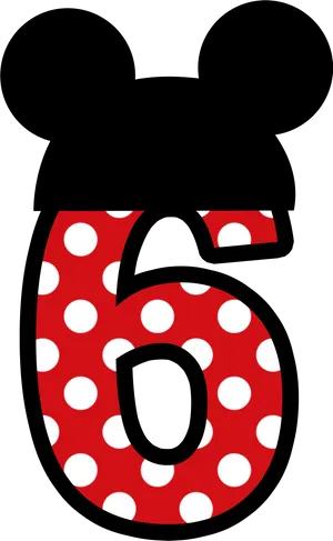 Mickey Mouse Inspired Number6 PNG image