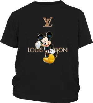 Mickey Mouse Louis Vuitton Black Shirt PNG image