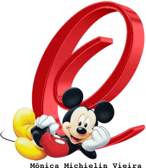 Mickey Mouse Red Number6 PNG image