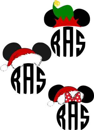 Mickey Mouse Santa Hats Design PNG image