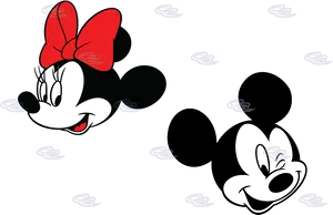 Mickey Mouse Silhouettewith Red Bow PNG image