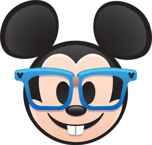 Mickey Mouse Wearing Blue Glasses PNG image