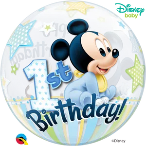 Mickey Mouse1st Birthday Celebration Balloon PNG image
